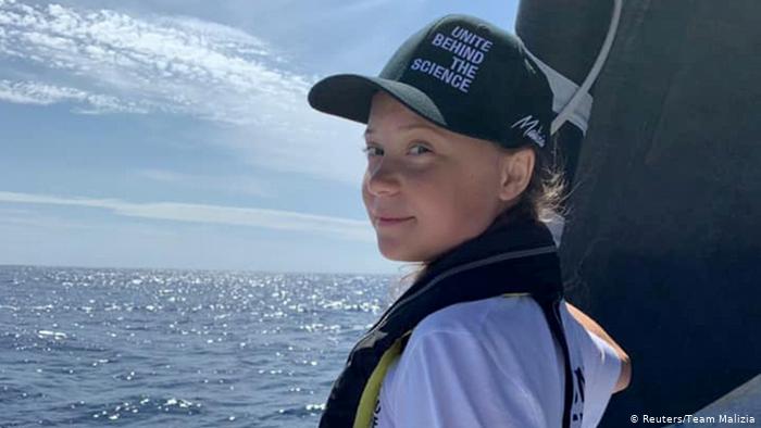 Greta Thunberg on a yacht Greta Thunberg on a yacht